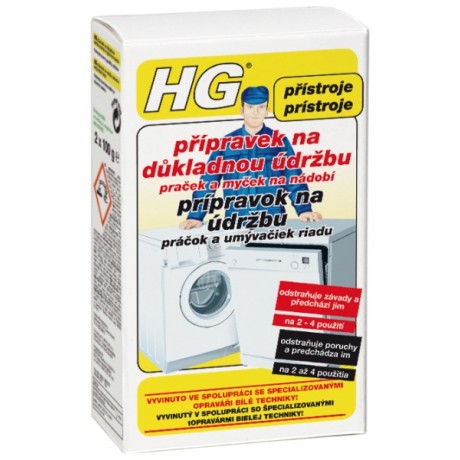 HG Přípravek na důkladnou údržbu praček a myček na nádobí 2x100g